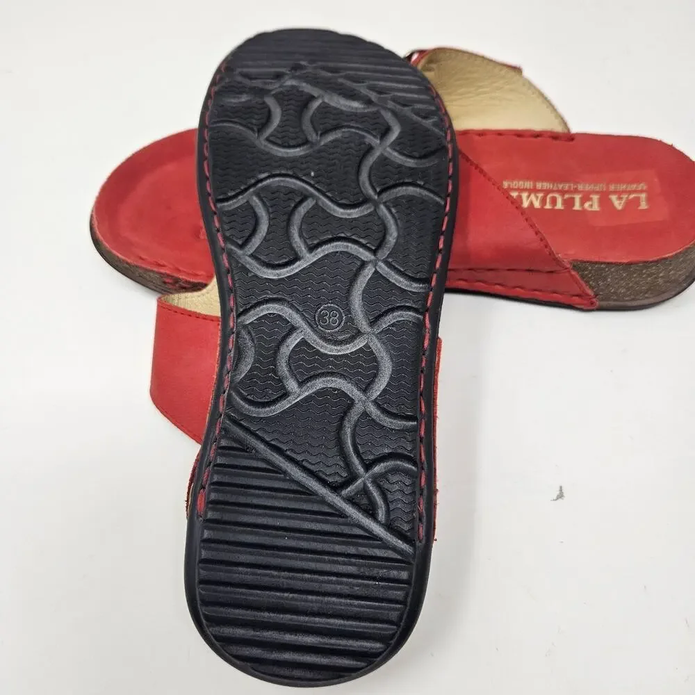 La Plume Womens Shoes Sandals Sz 38 Thongs Leather Red SA